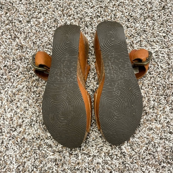 Sergio Tomani Leather Slide Sandals Women 39‎ Brown Comfort Buckle Detail Shoes - Picture 2 of 5